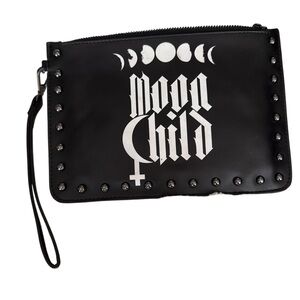 Blackcraft Moon Child Black Zippered Clutch Wristlet Bag Womens